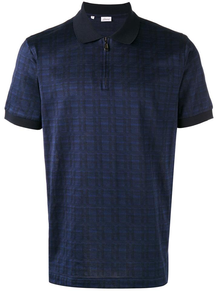 Brioni - Checked Polo Shirt - Men - Cotton - M, Blue, Cotton