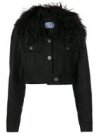 Prada Embellished Cropped Denim Jacket - Black