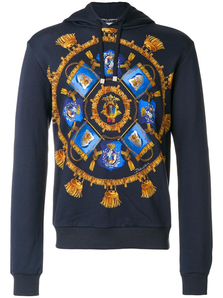 Dolce & Gabbana Insignia Print Hoodie - Blue