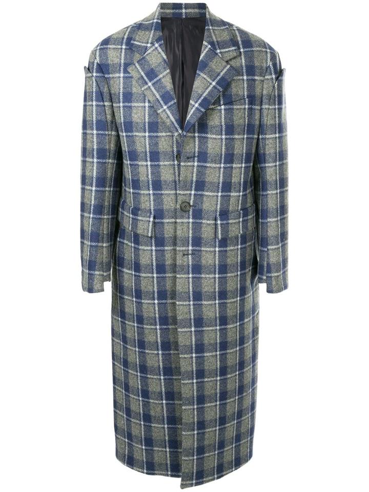 Wooyoungmi Classic Check Long Coat - Grey