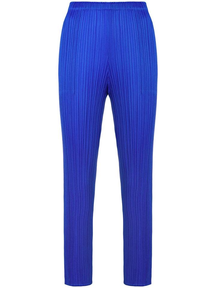 Pleats Please By Issey Miyake Pleated Tapered Trousers - Blue