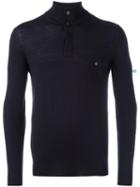 Paolo Pecora Turtle Neck Jumper, Men's, Size: Large, Blue, Wool/polyester/polyurethane