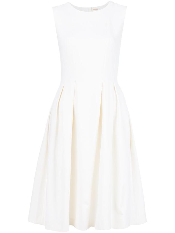 Adam Lippes Pleated Sleeveless Dress, Women's, Size: 8, White, Silk/polyamide/spandex/elastane/wool