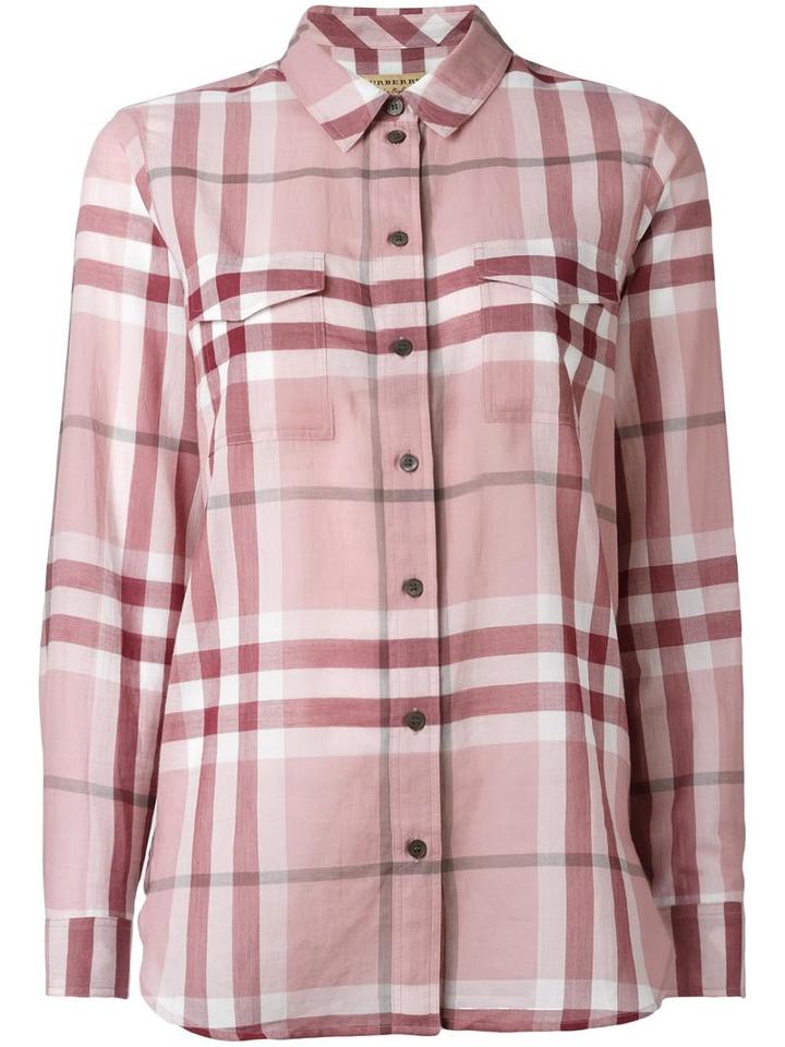 Burberry Check Pattern Shirt, Women's, Size: Small, Pink/purple, Cotton