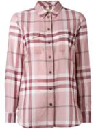Burberry Check Pattern Shirt, Women's, Size: Small, Pink/purple, Cotton