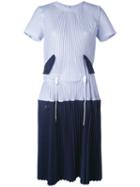 Sacai - Pleated Drawstring Dress - Women - Cotton/polyester/cupro - 2, Blue, Cotton/polyester/cupro