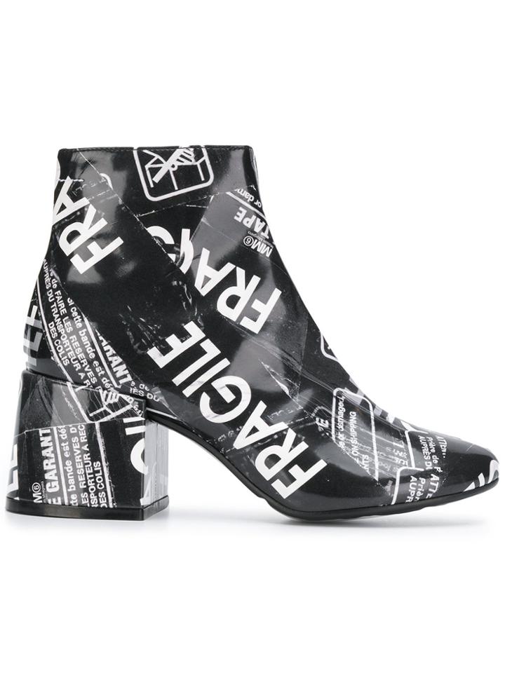 Mm6 Maison Margiela Fragile Tape Ankle Boots - Black