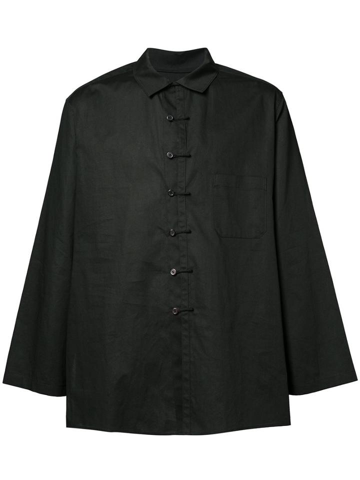 Yohji Yamamoto Flared Shirt, Men's, Size: 2, Black, Cotton/linen/flax