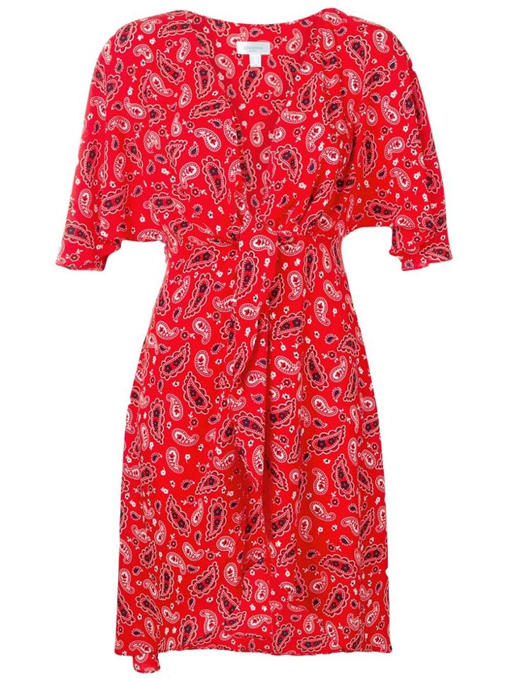 Jovonna Paisley Print Plunge Wrap Dress - Red