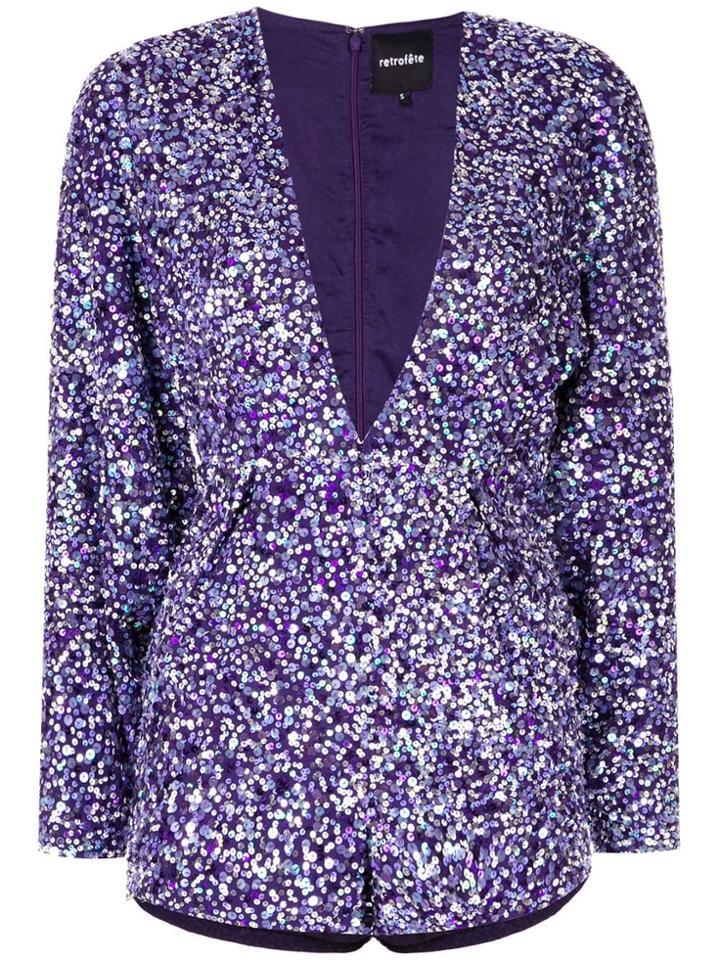 Retrofete Sequined Romper - Purple