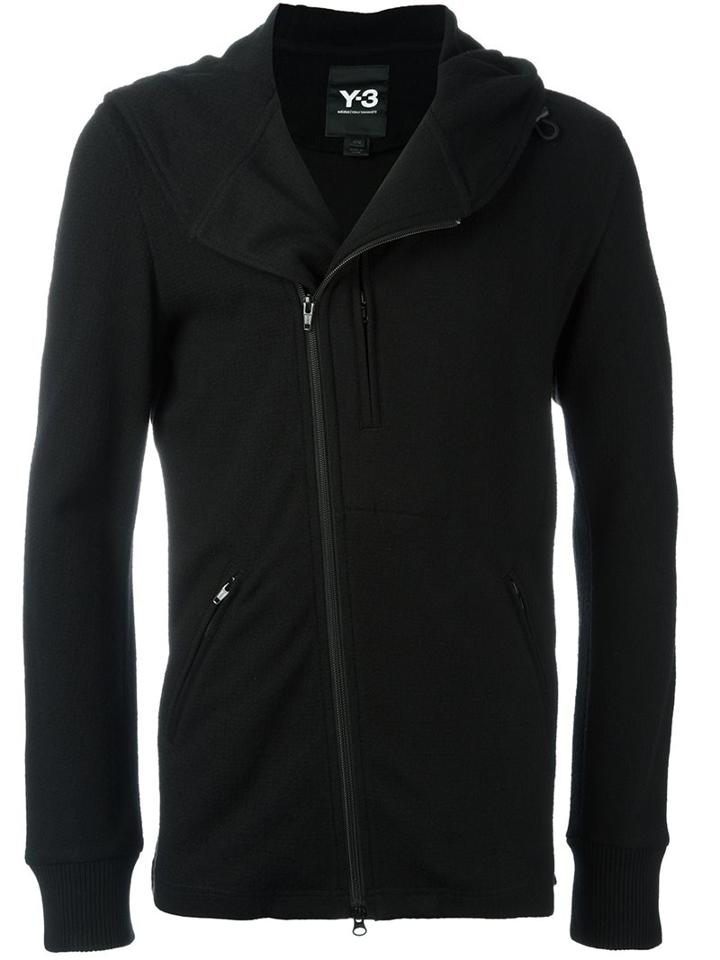 Y-3 Zip Up Felpa Sweatshirt, Men's, Size: Small, Black, Polyester/wool