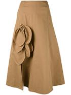 Msgm - Floral Embroidered Skirt - Women - Cotton/spandex/elastane - 42, Nude/neutrals, Cotton/spandex/elastane