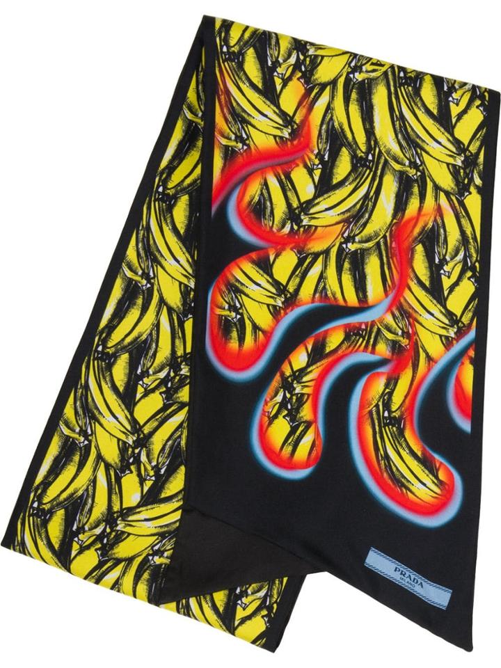 Prada Double Match Bananas Printed Silk Scarf - Yellow