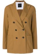 T Jacket Double Breasted Blazer - Brown