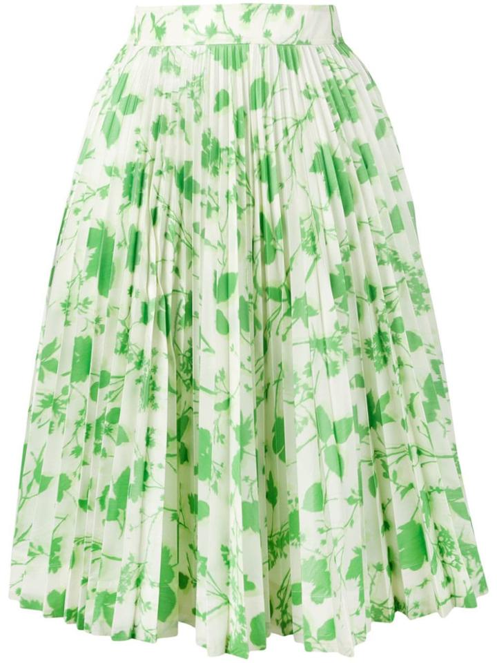 Calvin Klein 205w39nyc Leaf Print Pleated Skirt - Green