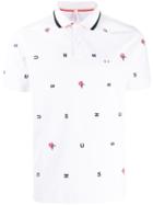 Sun 68 Embroidered Letters Polo Shirt - White