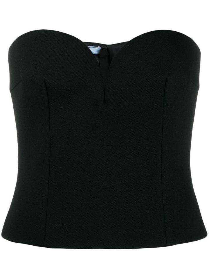 Prada Sweetheart Neckline Sleeveless Top - Black