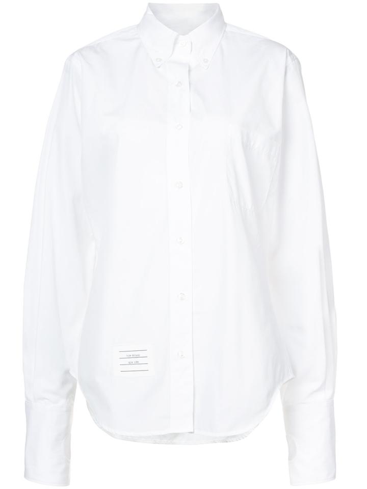 Thom Browne Oversized Long Sleeve Button Down Point Collar Shirt With