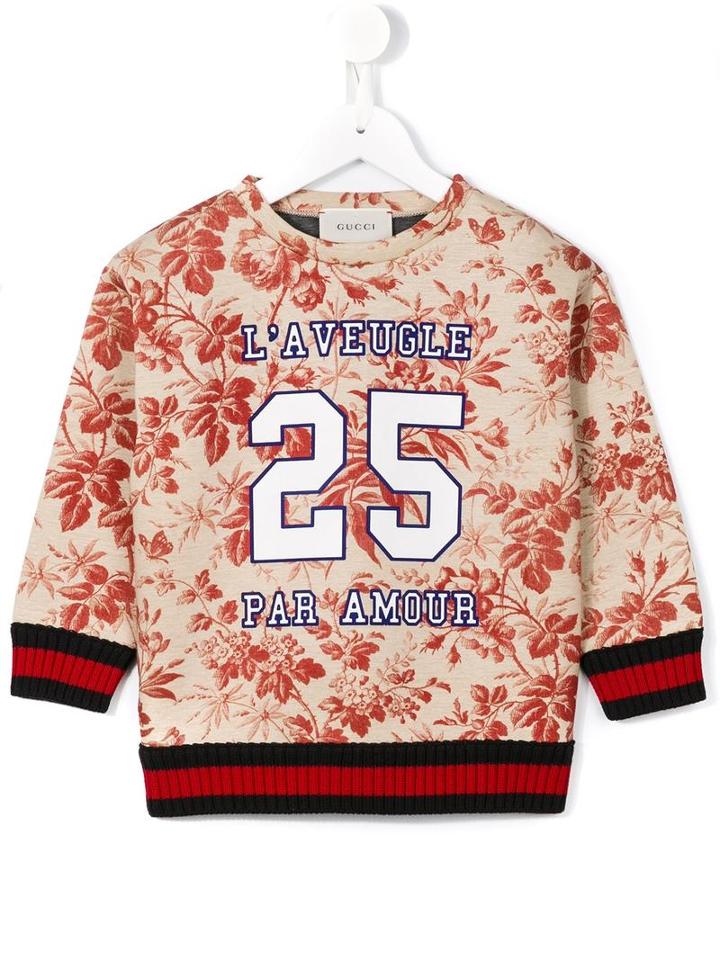 Gucci Kids Herbarium Print Sweatshirt, Girl's, Size: 6 Yrs, Nude/neutrals