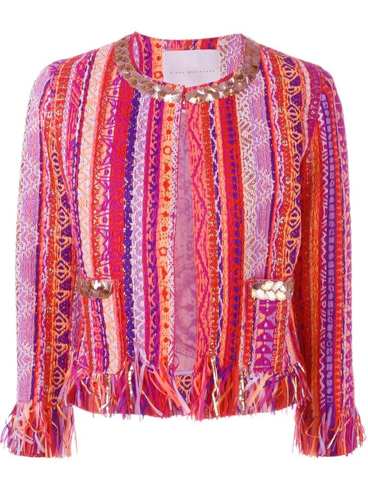 Giada Benincasa Collar Accent Fringed Cropped Jacket