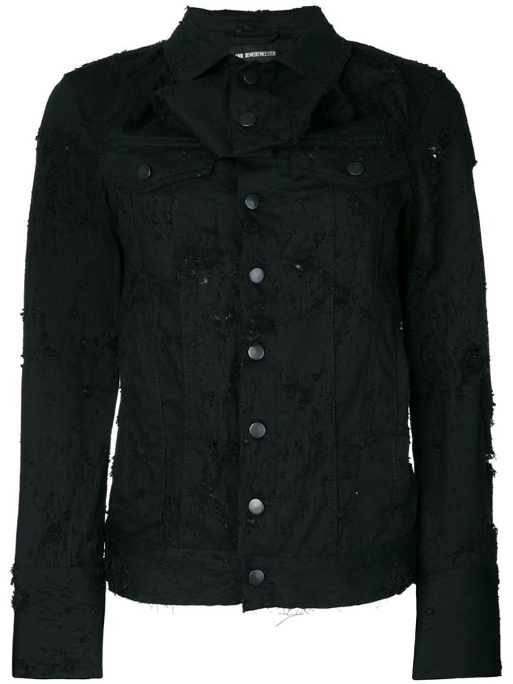 Ann Demeulemeester Distressed Denim Jacket - Black
