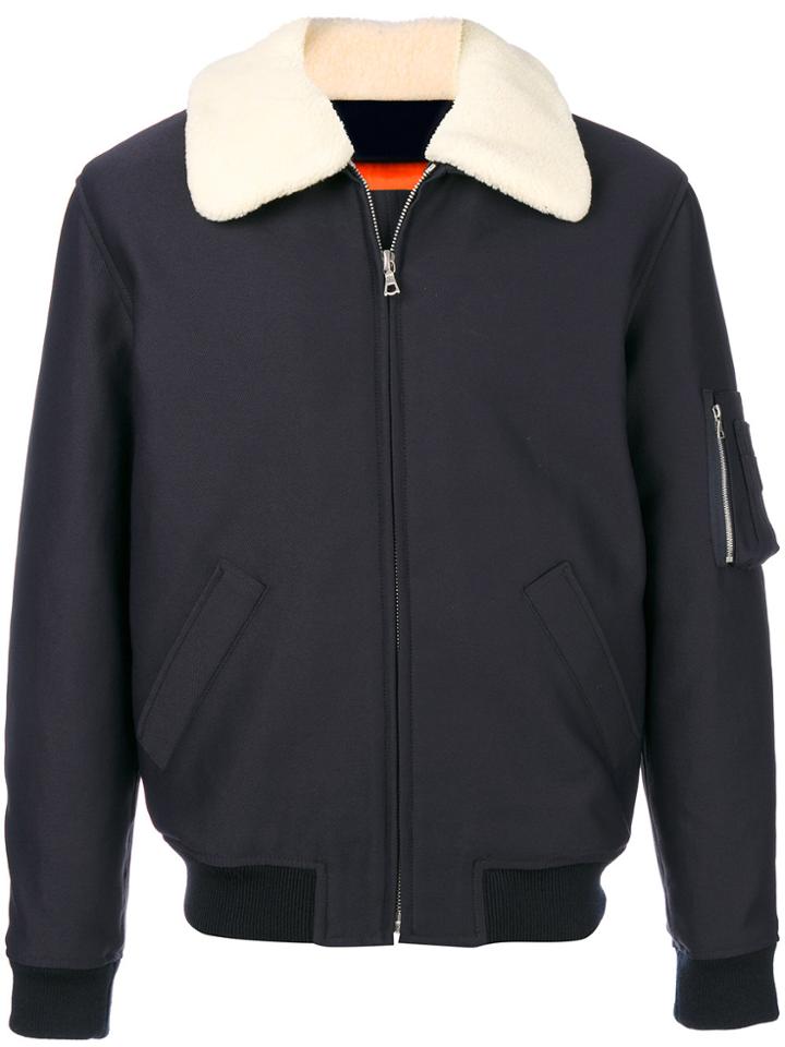 A.p.c. Contrast Collar Bomber Jacket - Blue