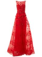 Zuhair Murad Embellished Lip Pattern Gown