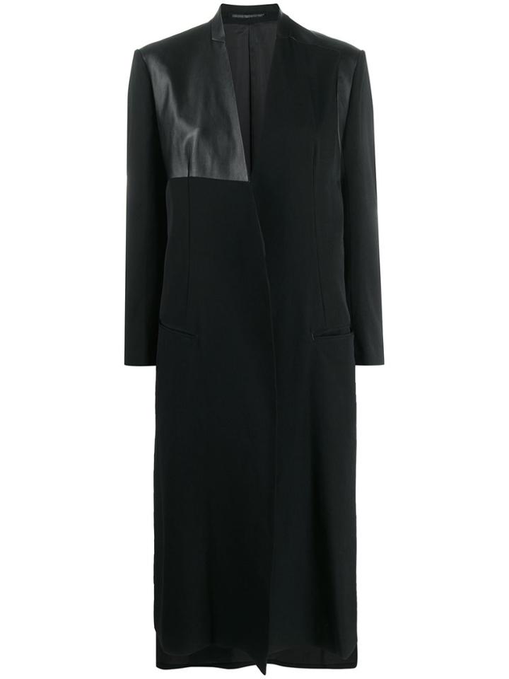 Yohji Yamamoto Lambskin Panel Coat - Black