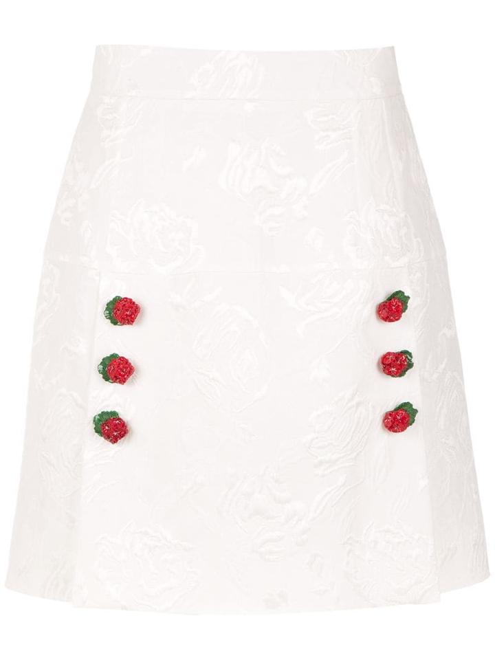 Dolce & Gabbana Floral Brocade A-line Skirt - White