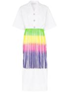 George Keburia Fringed Shirt Midi-dress - White