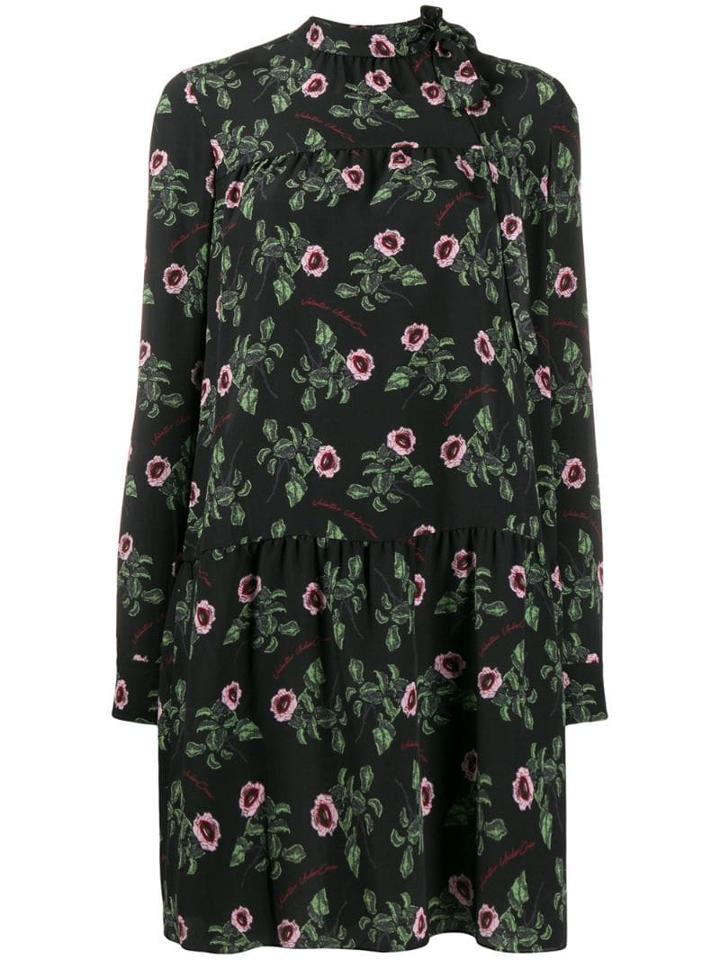 Valentino X Undercover Floral-print Silk Dress - Black
