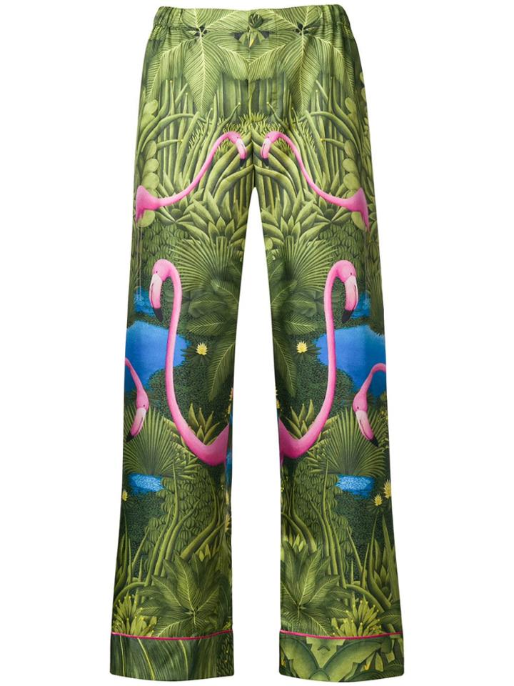 F.r.s For Restless Sleepers Flamingo Print Trousers - Green