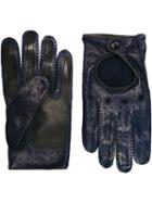 Etro Perforated Gloves, Women's, Blue, Lamb Skin