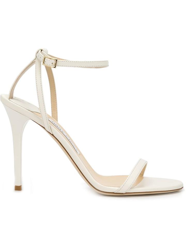 Jimmy Choo Mindy Sandals, Women's, Size: 37, White, Leather/kid Leather