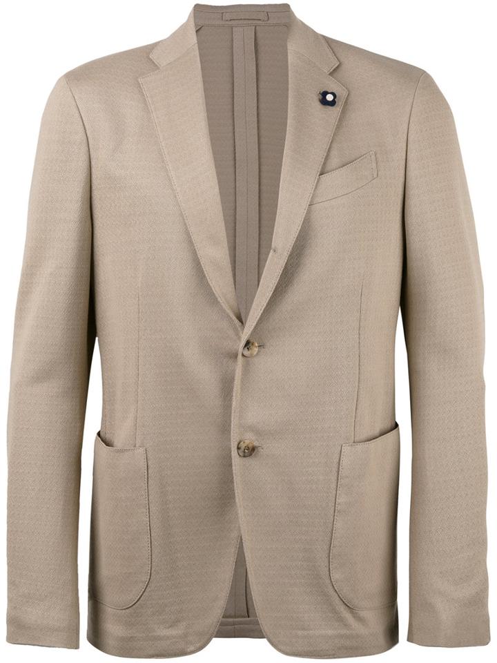 Lardini Patch Pockets Blazer, Men's, Size: 52, Nude/neutrals, Cotton/viscose/cupro