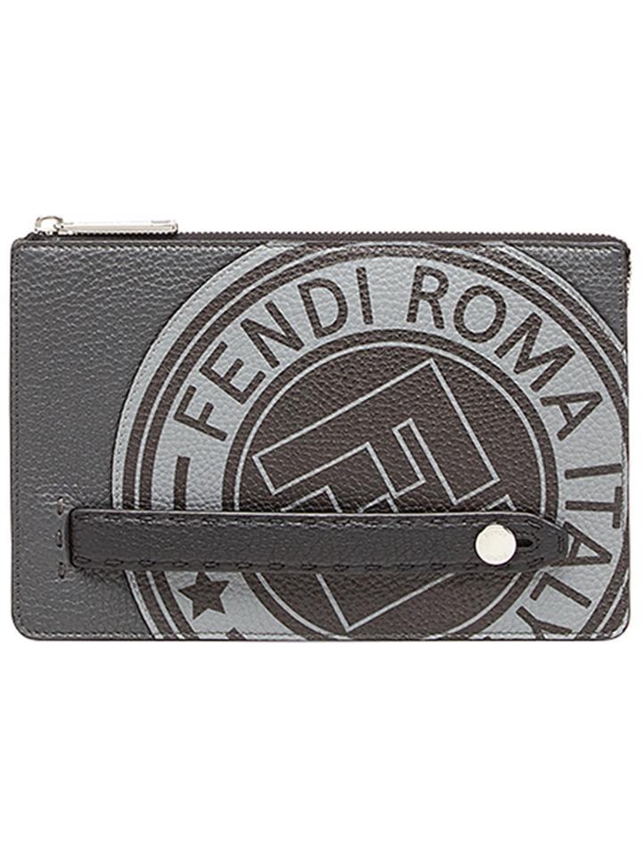 Fendi Logo Pouch Bag - Grey