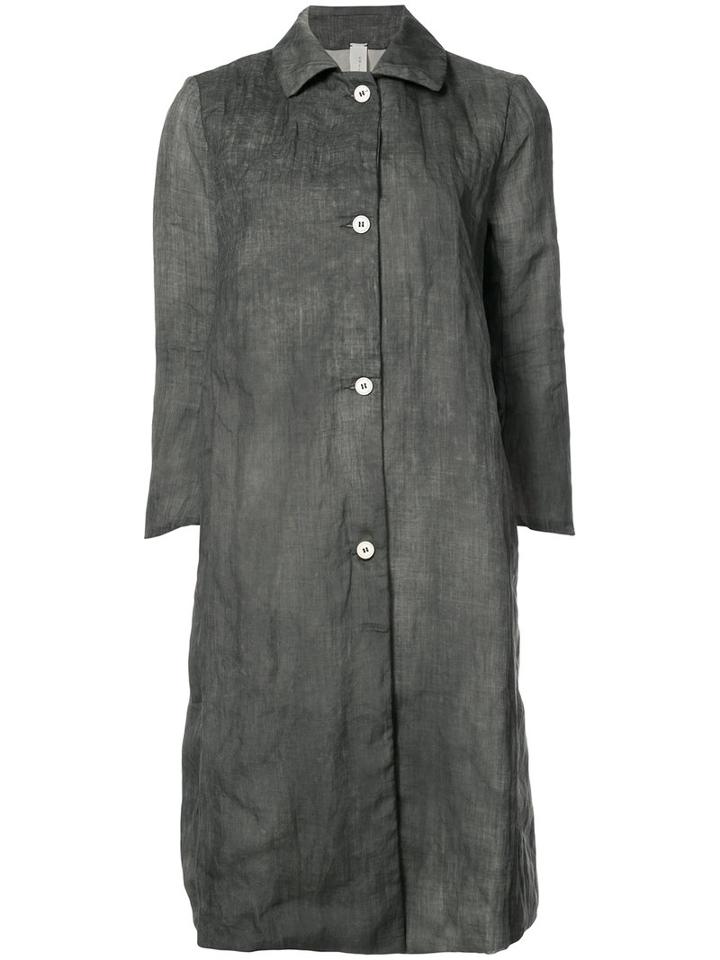 A Diciannoveventitre - Buttoned Long Coat - Women - Ramie - 42, Grey, Ramie