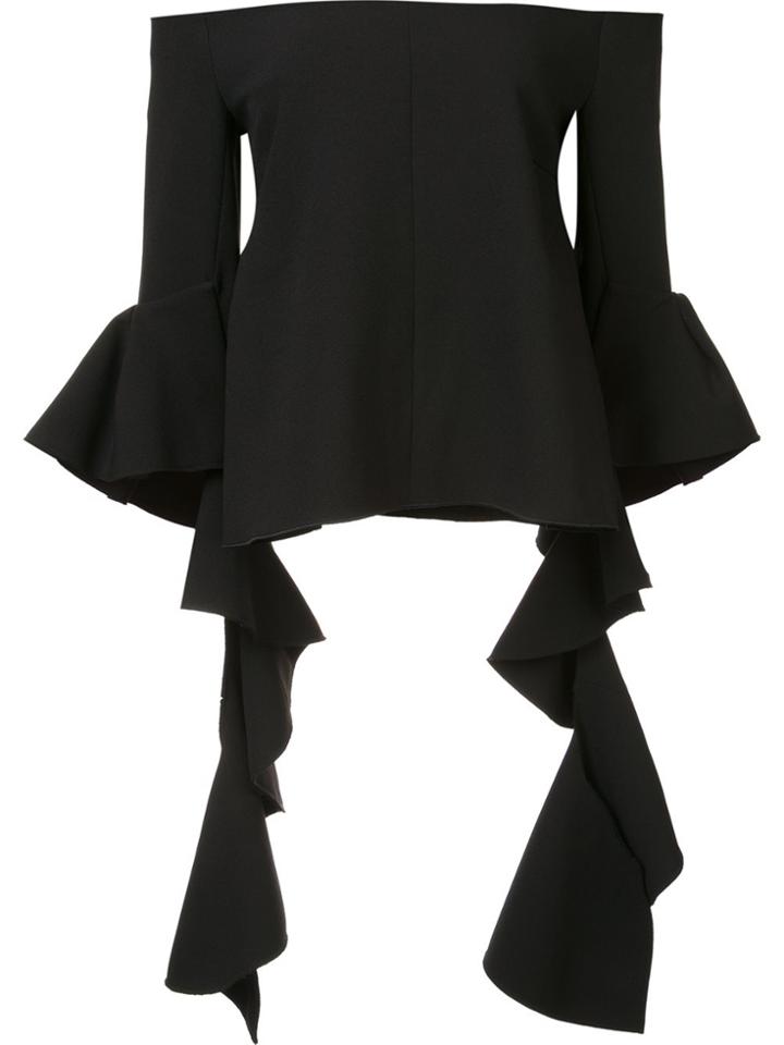 Ellery Off Shoulder Ruffle Sleeve Top - Black