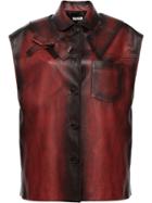 Miu Miu Vintage-look Leather Vest - Brown