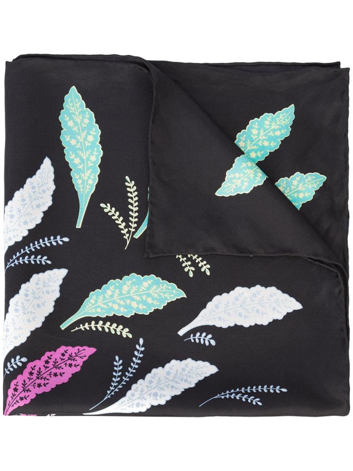 Dvf Diane Von Furstenberg Leaf Print Scarf - Black