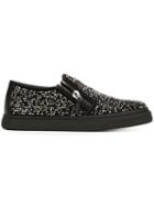 Giuseppe Zanotti Design London Slip-on Sneakers, Men's, Size: 42.5, Black, Leather/rubber/glass