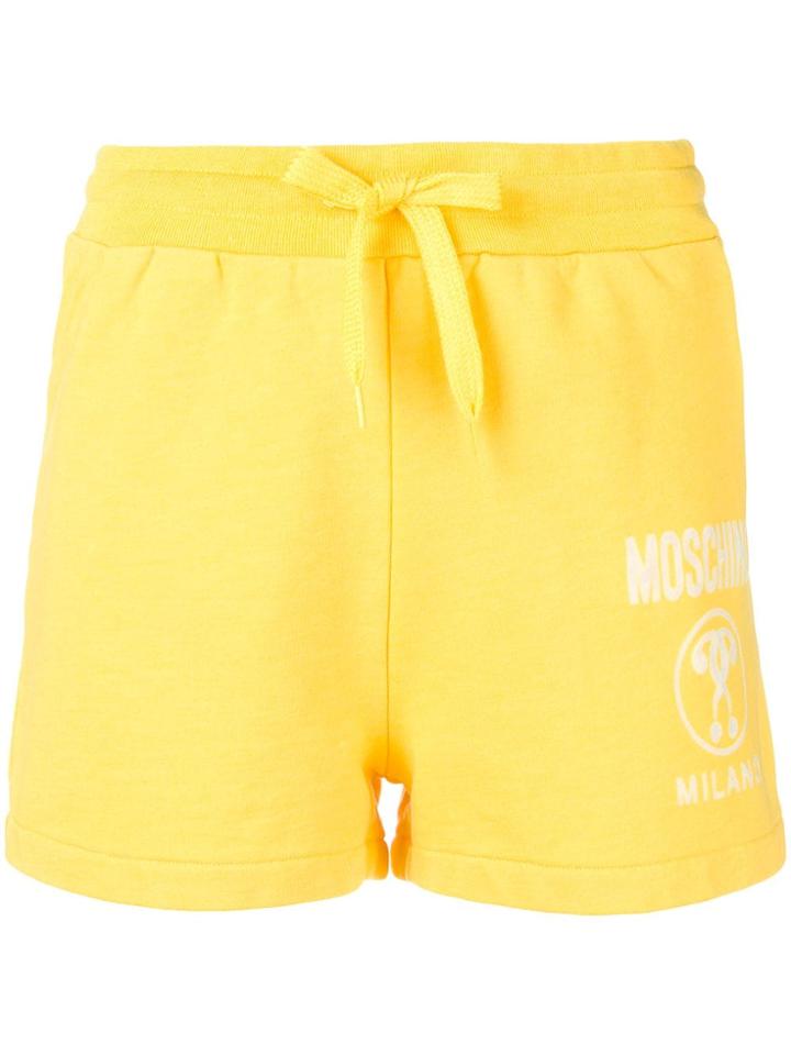 Moschino Logo Print Track Shorts - Yellow