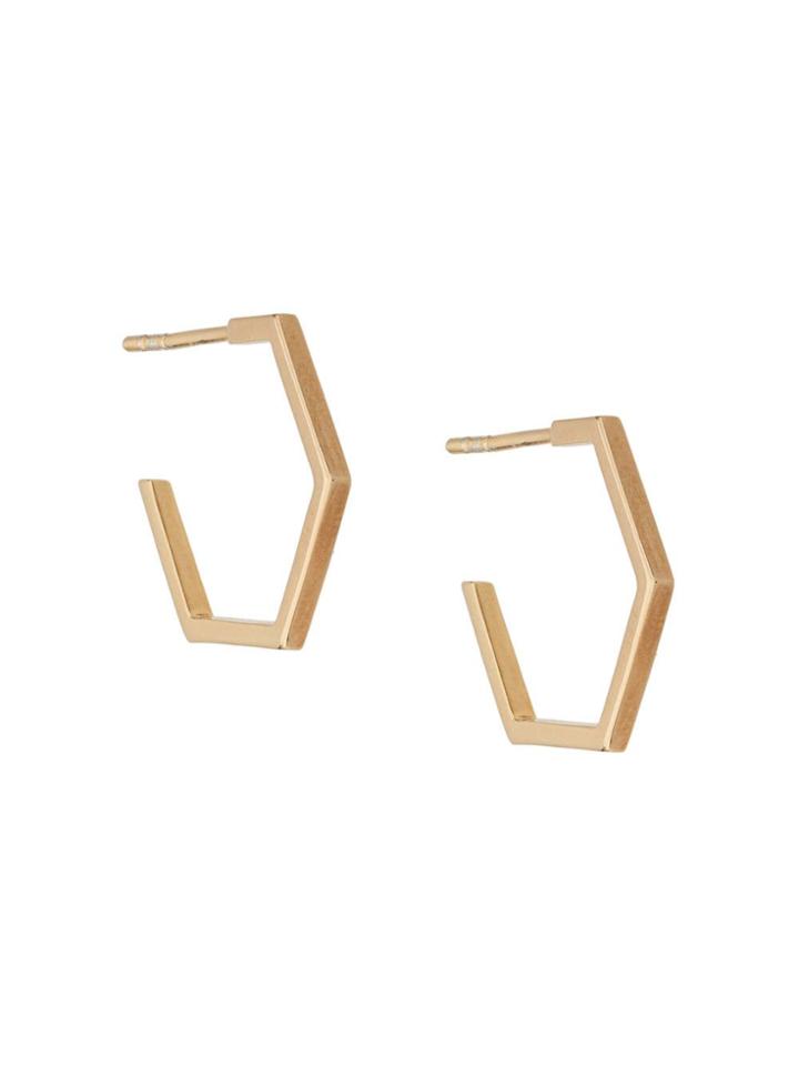 Rachel Jackson Medium Hexagon Hoops - Gold