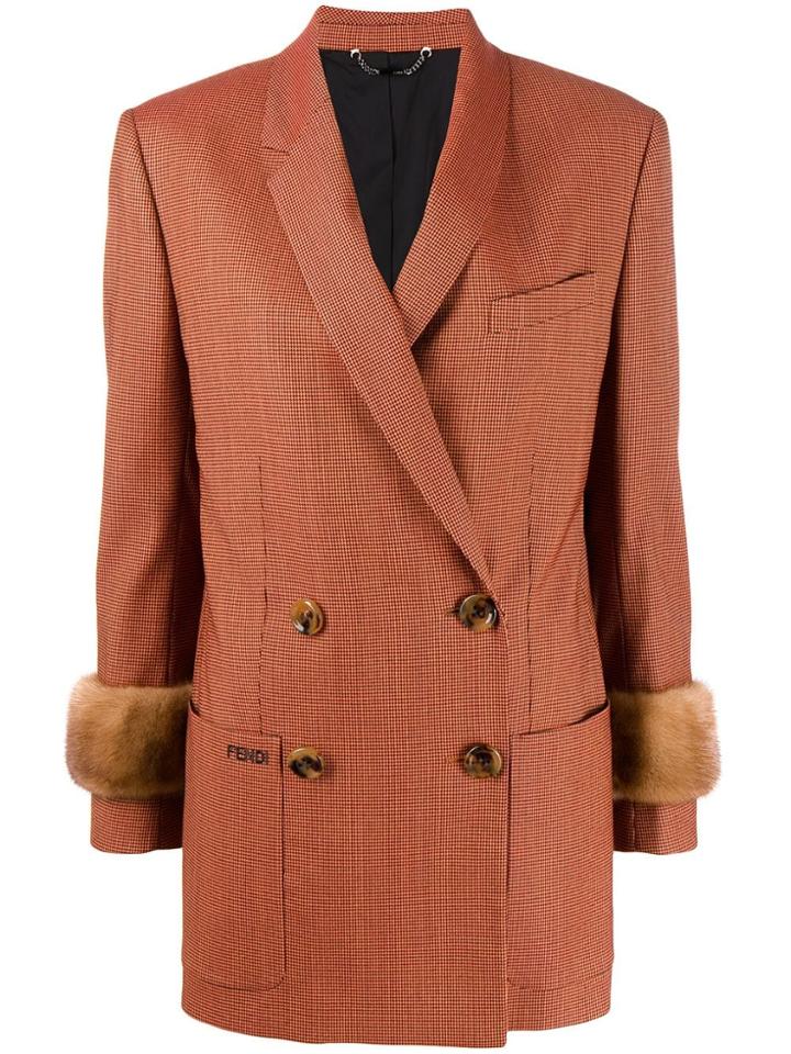 Fendi Double Breasted Jacquard Blazer - Orange