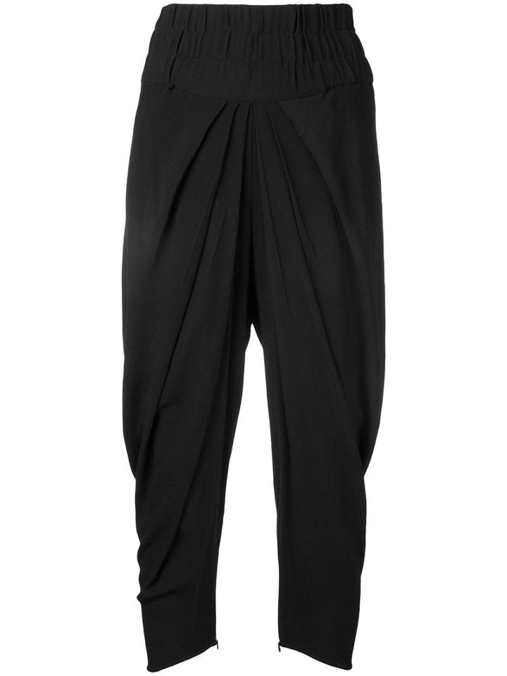 Kitx Draped Cropped Trousers, Women's, Size: 14, Black, Viscose