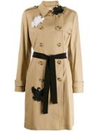 Red Valentino Swan Appliqué Trench Coat - Neutrals