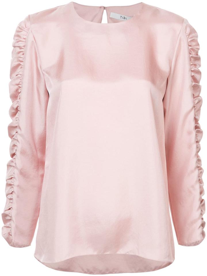 Tibi Mendini Frilled Sleeve Blouse - Pink & Purple