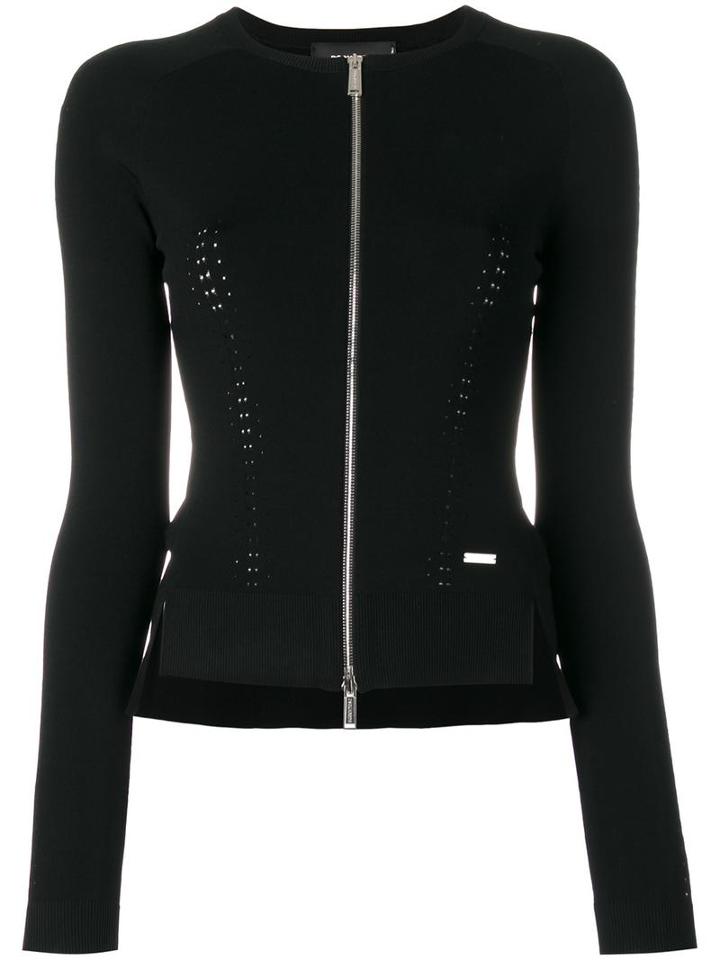 Dsquared2 Punch Hole Zipped Cardigan, Women's, Size: Large, Black, Polyester/viscose