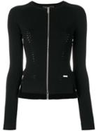 Dsquared2 Punch Hole Zipped Cardigan, Women's, Size: Large, Black, Polyester/viscose