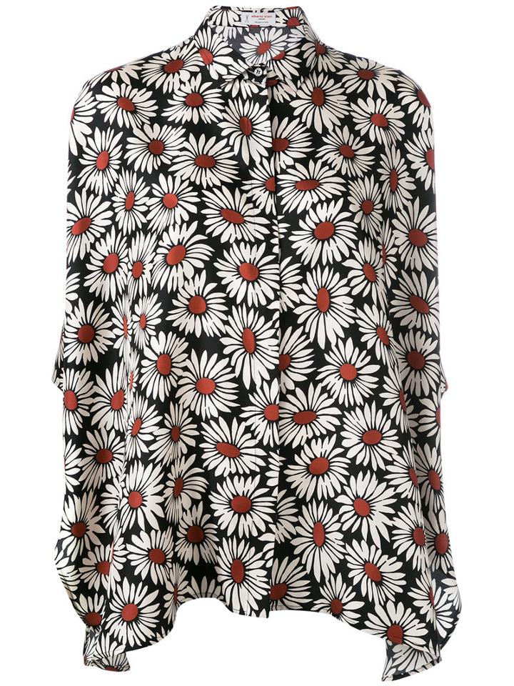 Alberto Biani Floral Print Shirt, Women's, Size: 44, White, Silk